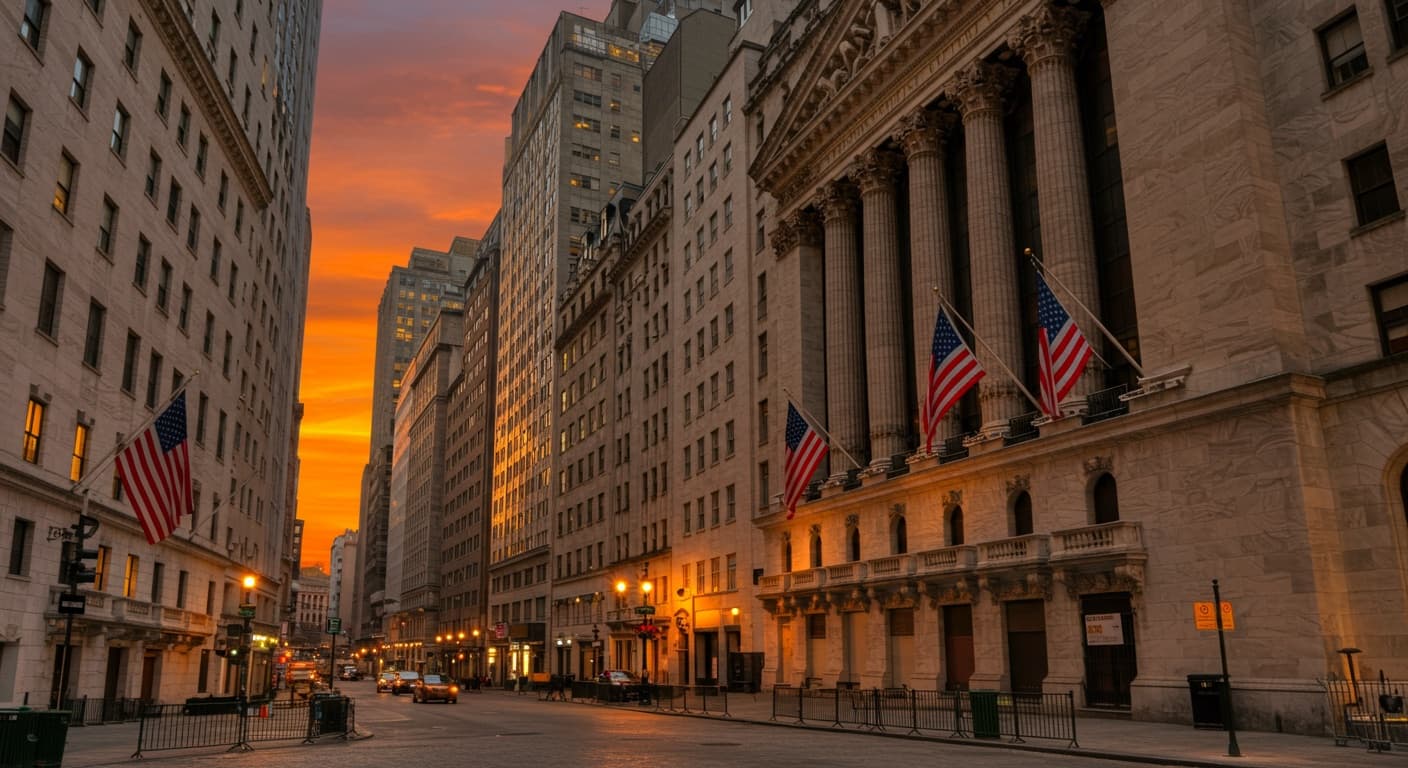 Wall Street at dusk